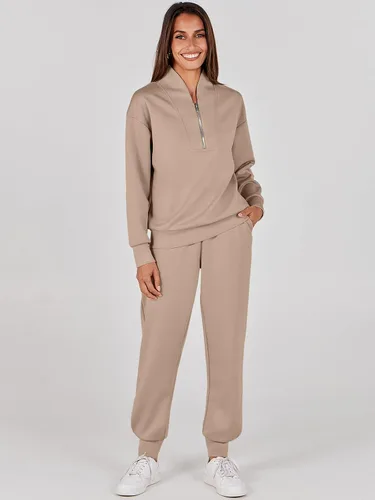 Vista 7 de ANRABESS Womens 2 Piece Outfits Sweatsuit Half Zip Long Sleeve Cropped Sweatshirt Jogger Sweatpants Travel Tracksuit Set