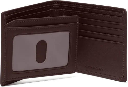 Vista 5 de Leatherology Cartera plegable marrón para hombre con solapa para tarjeta de identificación, RFID disponible