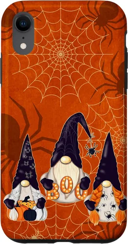 Vista 24 de iPhone 16 Spooky Halloween Gnomes Pumpkin Spider Pattern Witchy Boo Case