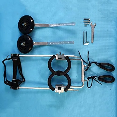 Vista 5 de Silla de ruedas ajustable para perros y patas traseras - Carrito de rehabilitación de mascotas para perros y gatos paralizados - Patinete de apoyo