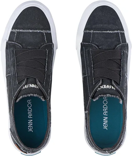 Vista 4 de JENN ARDOR Tenis de moda para mujer, bajos, hechos de tela sin cordones, fáciles de poner