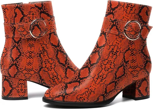 Vista 6 de SKYSTERRY Botas altas de tacón bajo grueso para mujer con cremallera y puntera redonda, de 2 pulgadas