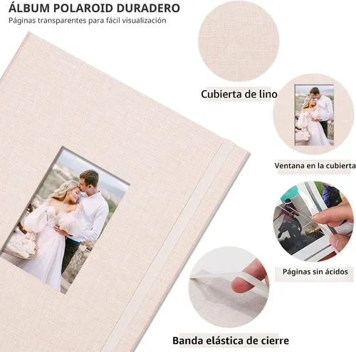 Vista 3 de Vienrose Mini álbum de fotos Polaroid 208 fotos de 2 x 3 pulgadas para Fujifilm Instax Mini 7s 8 9 11 25 26 40 50s 90 Evo Z2300 cámara instantánea