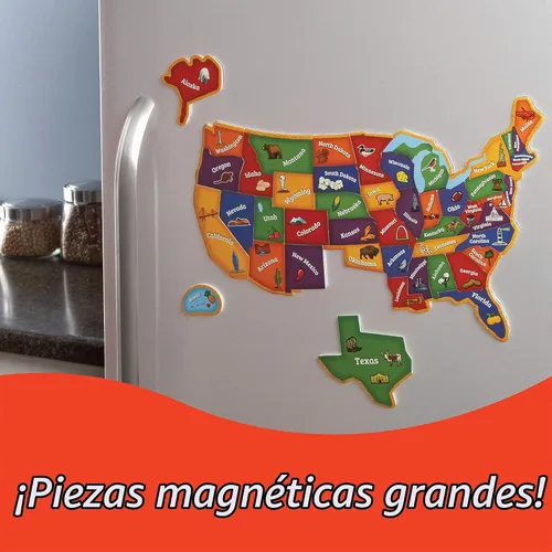 Vista 4 de Learning Resources Rompecabezas magnético del mapa de EE. UU. - Mapa educativo de los Estados Unidos de América, juegos de asociación de geografía