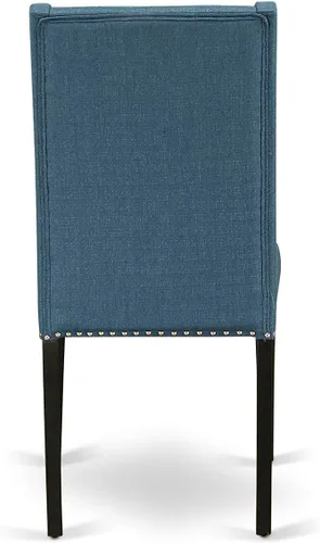 Vista 12 de East West Furniture DLFL3-ABK-21 - Juego de mesa de comedor de 3 piezas contiene una mesa de cocina redonda con gotas y 2 sillas de comedor Parsons