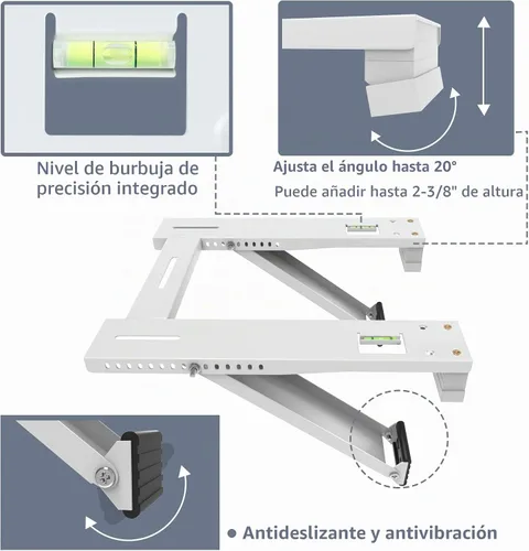 Vista 3 de Flamorrow Soporte de aire acondicionado de ventana, soporte de aire acondicionado resistente con 2 brazos, soporte universal de CA para ventana