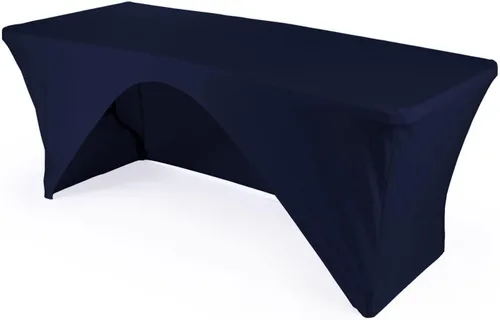 Vista 18 de LA Linen Mantel de elastano con respaldo abierto para mesa rectangular de 6 pies, 72 x 30 x 30 pulgadas, color negro