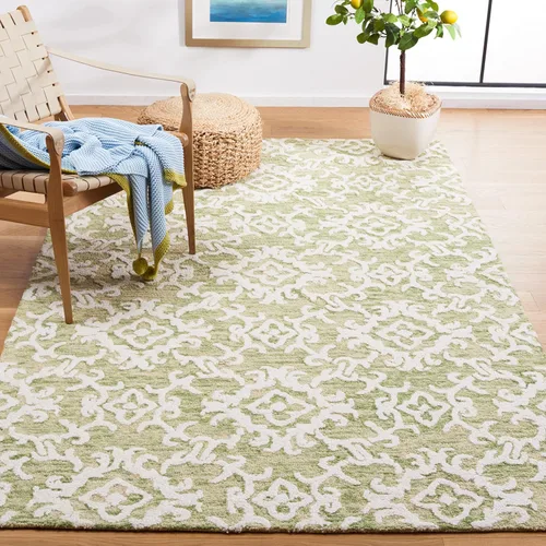 Vista 13 de SAFAVIEH Blossom Collection BLM104A - Alfombra decorativa de lana de alta calidad, hecha a mano, 2 x 3 pies, color gris/marfil