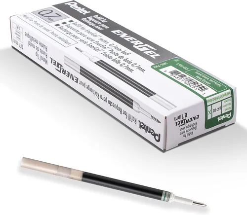 Vista 14 de Pentel - Tinta de recarga para bolígrafo de gel líquido EnerGel, (0.7mm), punta de metal, tinta negra, caja de 12 (LR7-A)