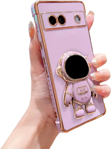 Vista 16 de phylla Funda para teléfono para Google Pixel 7A 6.1" 5g, Funda de teléfono con soporte astronauta chapado de lujo con patrón lateral pequeño