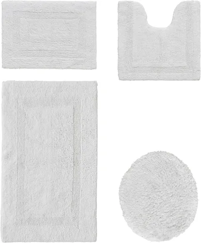Vista 19 de Better Trends Juego de 4 alfombras de baño de lujo, 100% algodón, suaves, absorbentes de agua, reversibles, lavables a máquina, para decoración