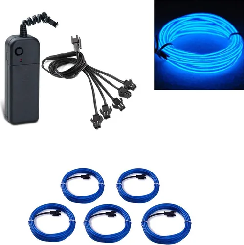 Vista 17 de ABALDI Cable EL, luz de neón portátil, funciona con pilas, paquete de cables electroluminiscentes, alto brillo para decoración de fiestas de Navidad