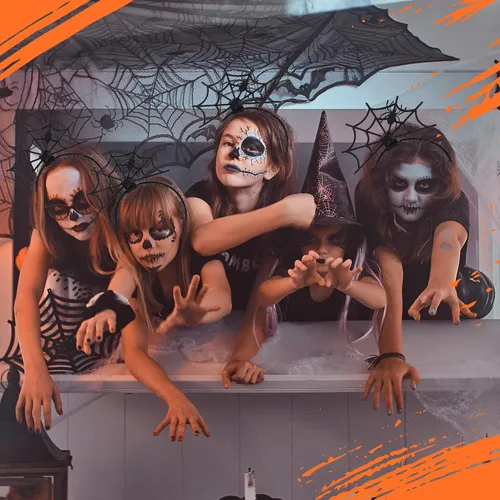 Vista 5 de WLLHYF Diadema de Halloween con diseño de araña, calabaza, fantasma, diadema de Halloween, tocado de araña, cosplay, festival