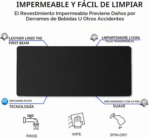 Vista 4 de Alfombrilla de mouse grande para juegos con bordes cosidos extendidos, (31.5 x 15.7 pulgadas), base de goma natural antideslizante duradera