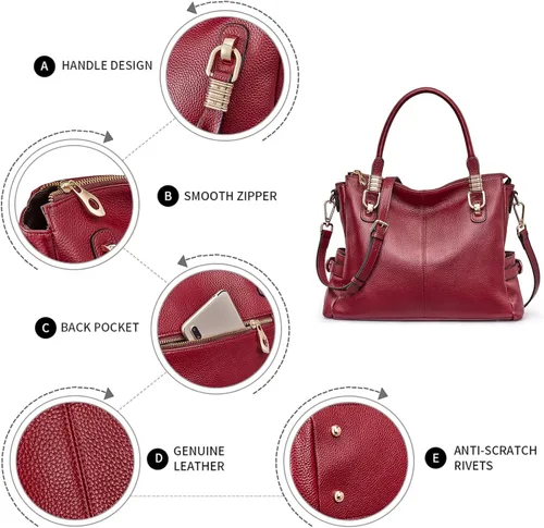Vista 18 de Kattee Cartera bandolera estilo urbano de cuero para mujer