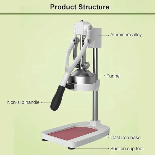 Vista 5 de Exprimidor y triturador de frutas profesional con base de hierro fundido; pie de ventosa para jugo de sandía y tomate, naranja ~