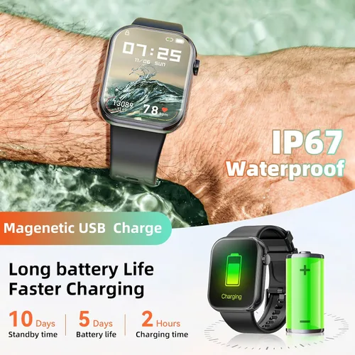 Vista 7 de Hwagol Reloj Inteligente (Contestar/Hacer Llamadas) Rastreador de Fitness de 1.85 Pulgadas, Esferas DIY/Podómetro/Calorías/Múltiples Modos Negro