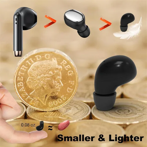 Vista 10 de Pequeños mini auriculares invisibles para el trabajo inalámbricos Bluetooth diminutos de perfil bajo micro pequeños discretos auriculares ocultos