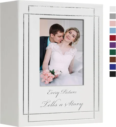 Vista 12 de Álbum de fotos de 4 x 6 pulgadas (10 x 15 cm) con 50 fotos, cubierta de cuero, álbum de fotos para bodas, gran capacidad, libro de imágenes