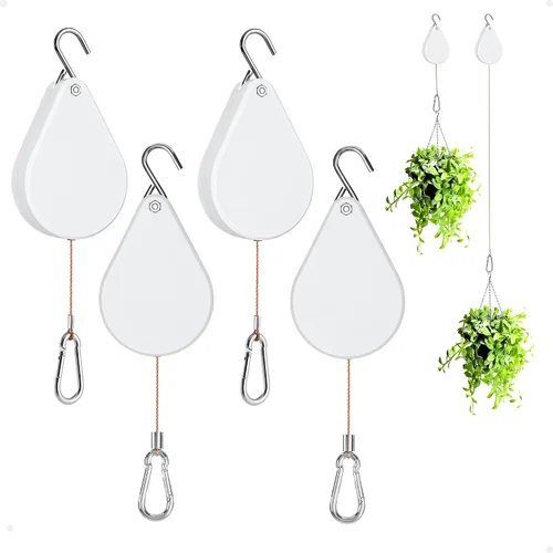 Vista 9 de Sistema Retráctil para Colgar Plantas Kitwinney - Poleas Ajustables para Elevar/Bajar Plantas sin Esfuerzo, Uso Resistente en Interiores