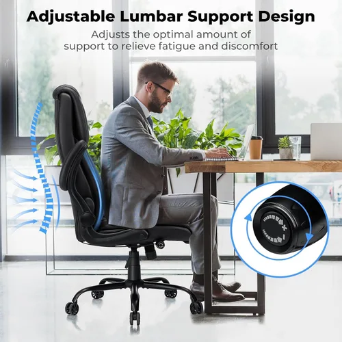 Vista 4 de VANSPACE Silla ejecutiva de oficina grande y alta, 450 libras, sillas de escritorio resistentes con soporte lumbar ajustable, respaldo alto, silla