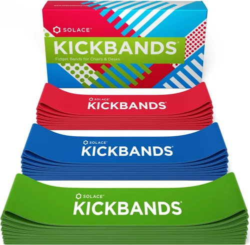 Vista 11 de KICK BANDS Bandas para sillas para niños con pies inquietos, paquete de 3 bandas para aliviar la ansiedad con TDAH para sillas y escritorios