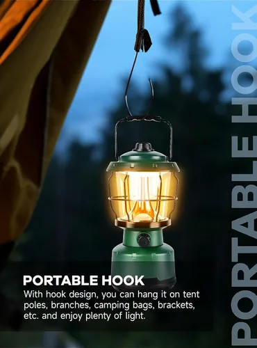 Vista 5 de Linterna LED para campamento, linterna recargable vintage regulable de 2500 lúmenes, resistente al agua, luces de emergencia portátiles