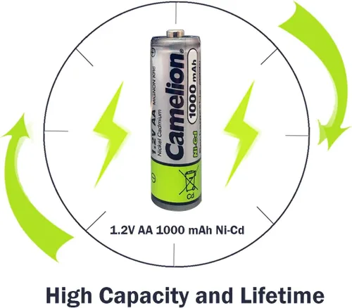 Vista 6 de Camelion AA Size NiCd Níquel Cadmio 1.2V 1000 mAh Batería recargable para luces solares de jardín (paquete de 8)