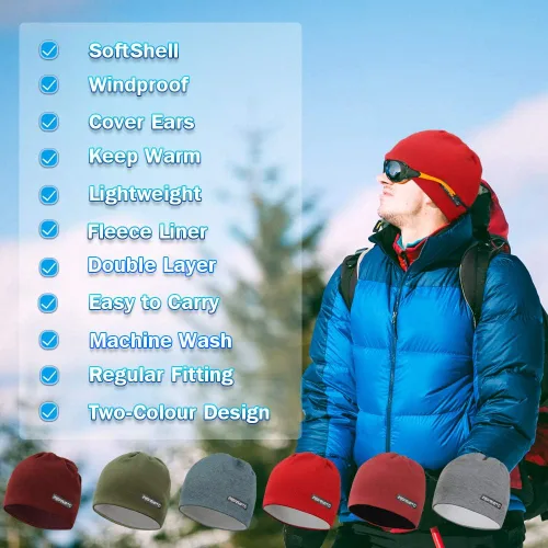 Vista 6 de EMPIRELION Gorro de invierno Softshell con forro polar para correr, 9 pulgadas, gorra táctica térmica, para hombre y mujer