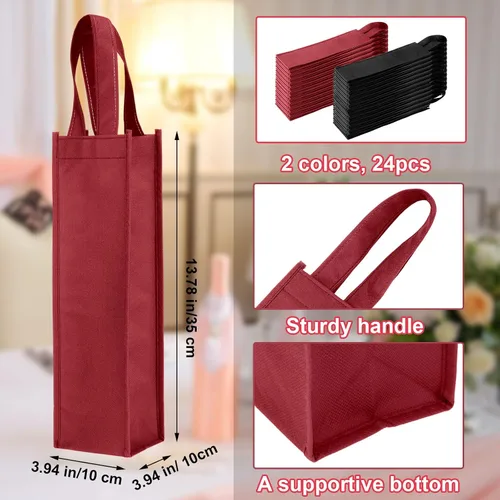 Vista 2 de Abbylike 48 bolsas de regalo de vino coloridas a granel, bolsas de regalo de vino no tejidas, bolsas de regalo de vino reutilizables con asa