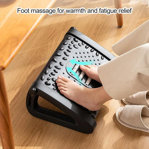 Vista 3 de Reposapiés, reposapiés para debajo del escritorio, taburete ergonómico de lactancia con ruedas, alivia la presión para relajación de pies y masaje
