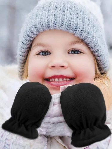 Vista 2 de 4 pares de guantes de bebé, guantes de invierno térmicos gruesos de forro polar para recién nacidos, unisex, para niños y niñas