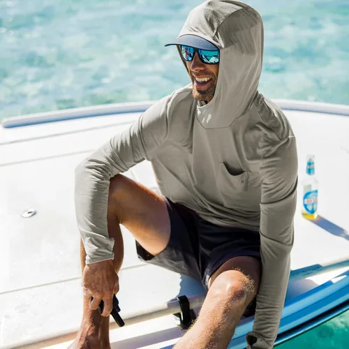 Vista 6 de Free Fly Sudadera con capucha ligera de bambú para hombre, secado rápido, transpirable, con protección solar, UPF 20+