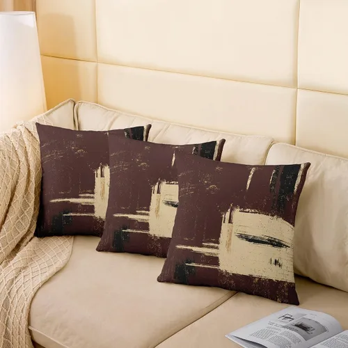 Vista 16 de Juego de 2 fundas de almohada abstractas de 16 x 16 pulgadas para niños, niñas, adolescentes, decoración de dormitorio, moderna a rayas, decoración