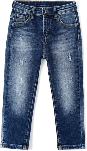 Vista 11 de KIDSCOOL SPACE Pantalones de mezclilla rasgados con banda elástica para niños pequeños Azul-2271