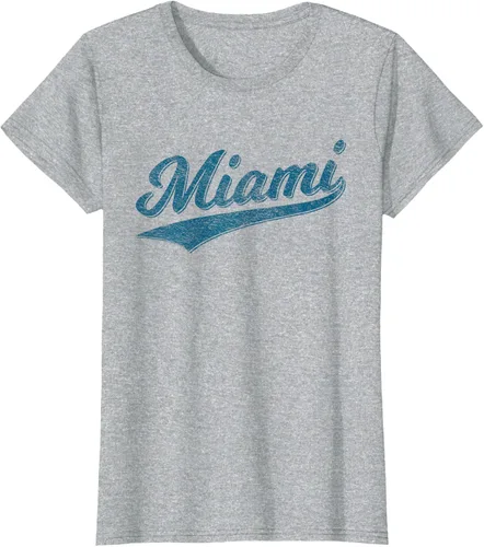 Vista 17 de Camiseta de estilo vintage de Miami Florida VARSITY SCRIPT Sports, gris, S