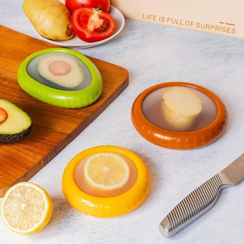 Vista 6 de Juego de 4 recipientes de almacenamiento de frutas y verduras ABS para refrigerador, contenedor de almacenamiento de cebolla, aguacate, protector