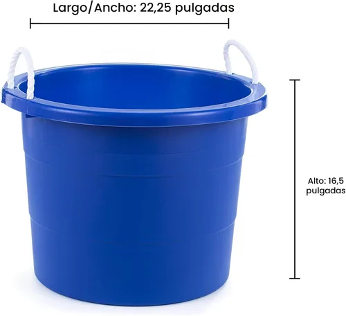 Vista 2 de United Solutions - Cuba de almacenamiento de fácil acceso con asas de cuerda, 19 galones, azul, 2 unidades (TU0335)