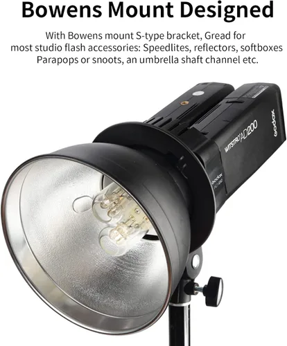 Vista 5 de Godox AD-B2 - Cabezal de luz de doble tubo tipo S Bowens Mount Flash Soporte de cabeza doble para instalar 2 flashes de bolsillo Godox AD200