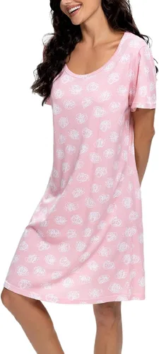 Vista 3 de Camisón de manga corta para mujer, ropa de dormir para casa, ropa de dormir, pijama con estampado casual