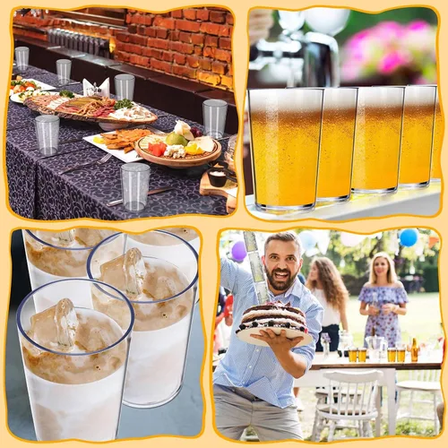 Vista 7 de Meanplan Paquete de 12 vasos de plástico reutilizables para bebidas de grado restaurante, 8 onzas, vasos de plástico irrompibles y apilables, vasos