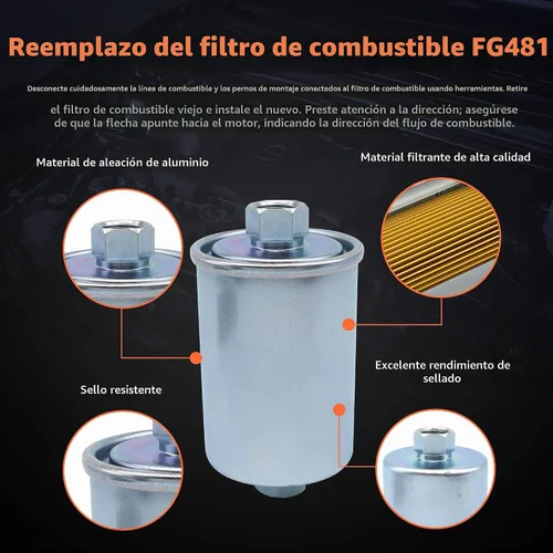 Vista 4 de HiSport Filtro de combustible FG481 - Compatible con Chevrolet y GMC