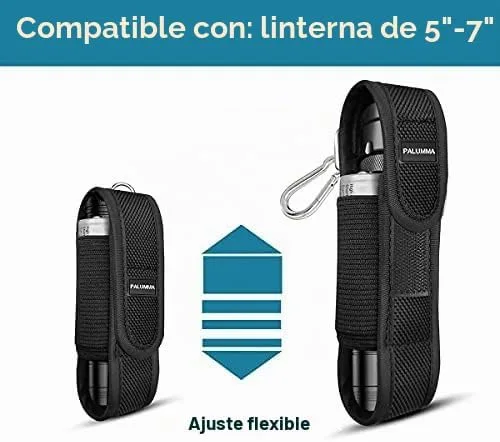 Vista 3 de PALUMMA Funda de nailon para linterna con mosquetón, soporte de cinturón de linterna de ajuste flexible para la mayoría de marcas de tamaño de hasta