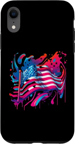 Vista 8 de iPhone 15 Watercolor American USA Flag Patriot 4th of July Fourth Pink Case