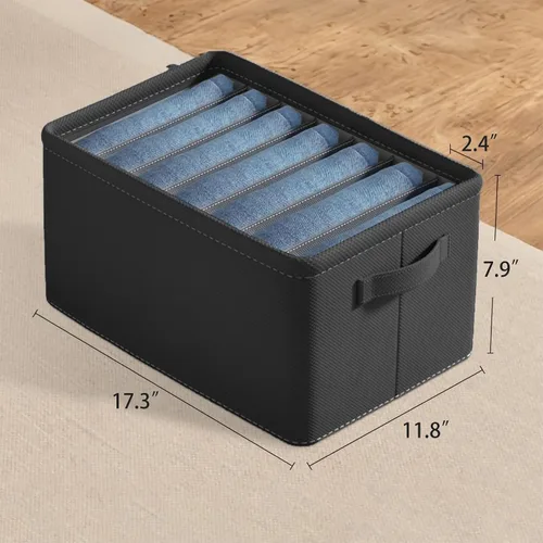 Vista 5 de FixtureDisplays® Organizador de armario para armario, papelera de almacenamiento de tela con 7 ranuras, color gris oscuro, divisores de cajones