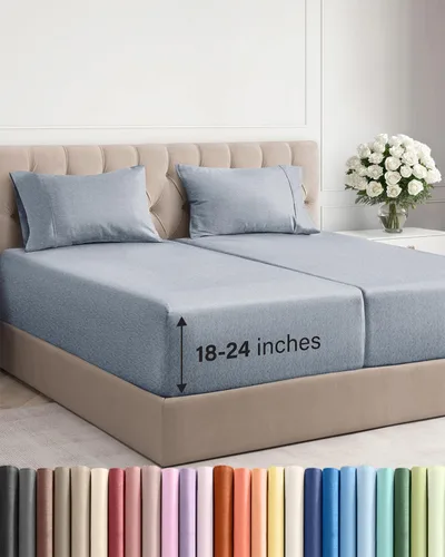 Vista 32 de Sábanas individuales de bolsillo extra profundo, sábanas transpirables y refrescantes de 3 piezas, juego de sábanas de lujo para hotel, suaves, sin