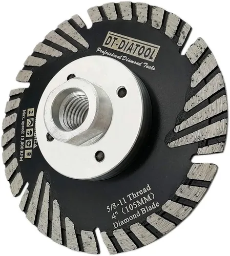 Vista 8 de DT-DIATOOL Hoja turbo de diamante de 4 pulgadas para cortar hormigón de mármol de granito con dientes de protección inclinados