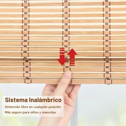 Vista 3 de LUCKUP Persianas romanas de bambú sin cordones, persianas enrollables para ventanas de interior, filtro de luz, protección UV, persianas de bambú