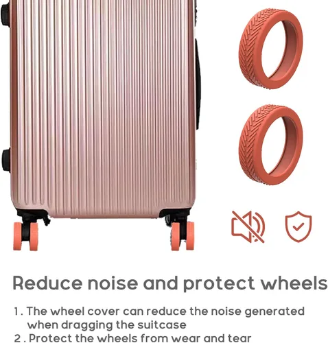 Vista 8 de Homimor Fundas para rueda de equipaje, 8 fundas de rueda de maleta, fundas protectoras de rueda de equipaje de silicona, fundas de rueda giratorias