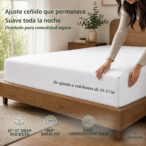 Vista 5 de CLOUDSCAPE LINEN Sábanas de cama individuales de lujo 100% algodón egipcio 01. blanco